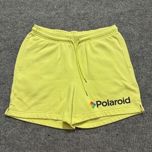 Polaroid Women Sweat Shorts L Yellow Pull On Drawstring Side Pockets Activewear